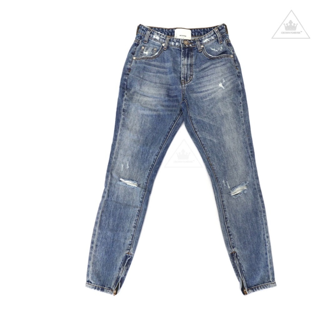 One Teaspoon Blue Distressed Straight Leg Jeans